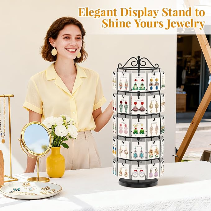 EsLuker.ly Earring Holder Organizer Rotating Display Tree Stand, Adjustable - Image 8
