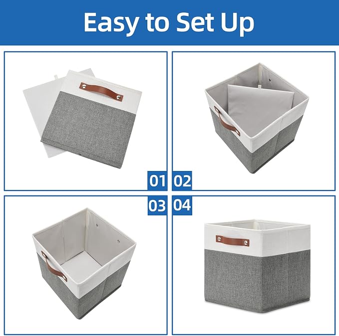 Temary Cube Storage Bins 4 Pack Storage Cubes 11ラ11 Fabric Storage Bins - Image 7