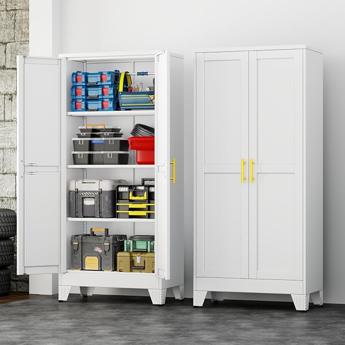 61" White Metal Storage Cabinet - Image 9