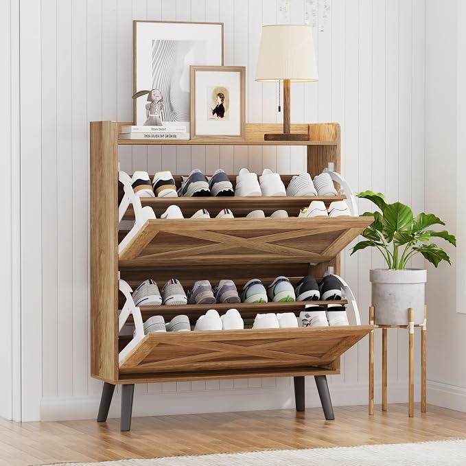 Homleke Farmhouse Shoe Storage Cabinet - Image 9