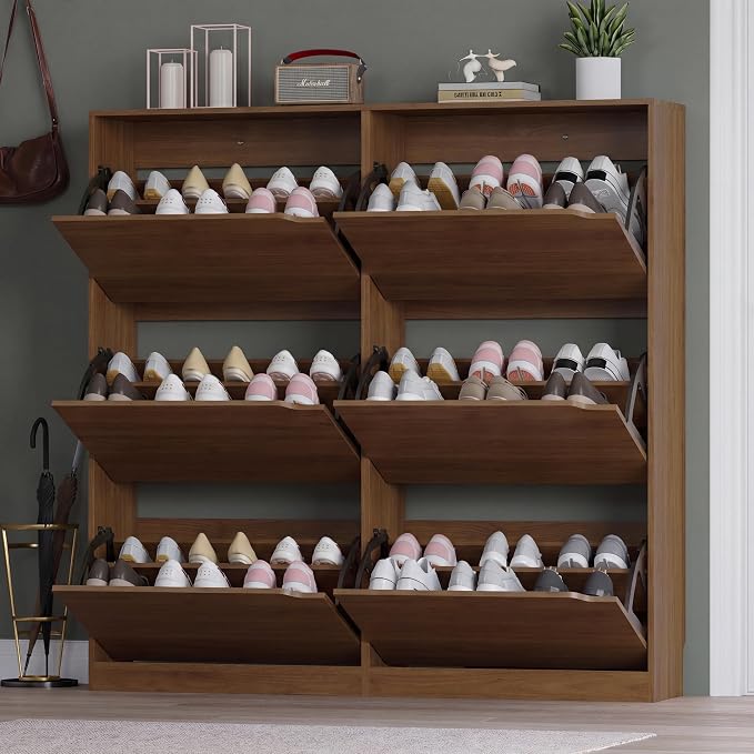 BORNOON Shoe Cabinet with 6 Flip Drawers, Slim Narrow Shoe Storage Cabinet - Image 7