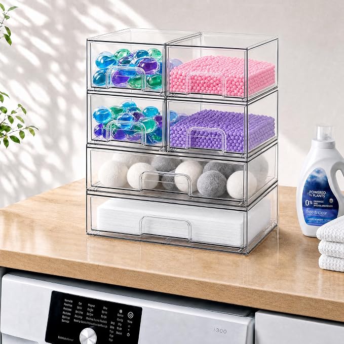 Clear Stackable Storage Drawers, Acrylic Bathroom Makeup Organizer, Plastic Bins - Image 8