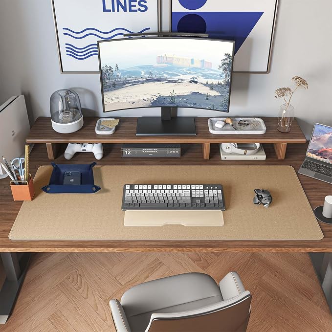 DAWNTREES Dual Sided Desk Mat, Leather Desk Pad, Cork Desk Mat Protector - Image 7