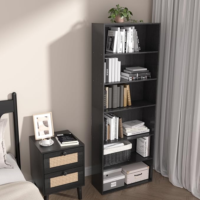 Wooden 6 Tier Book Shelf, 6 Cube Storage Organizer, 6 Tier Low Bookcase Storage - Image 7