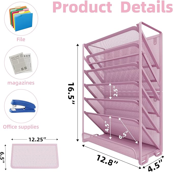 Simple Trending Wall File Organizer, Mesh 7-Tier Vertical Hanging File Holder - Image 7
