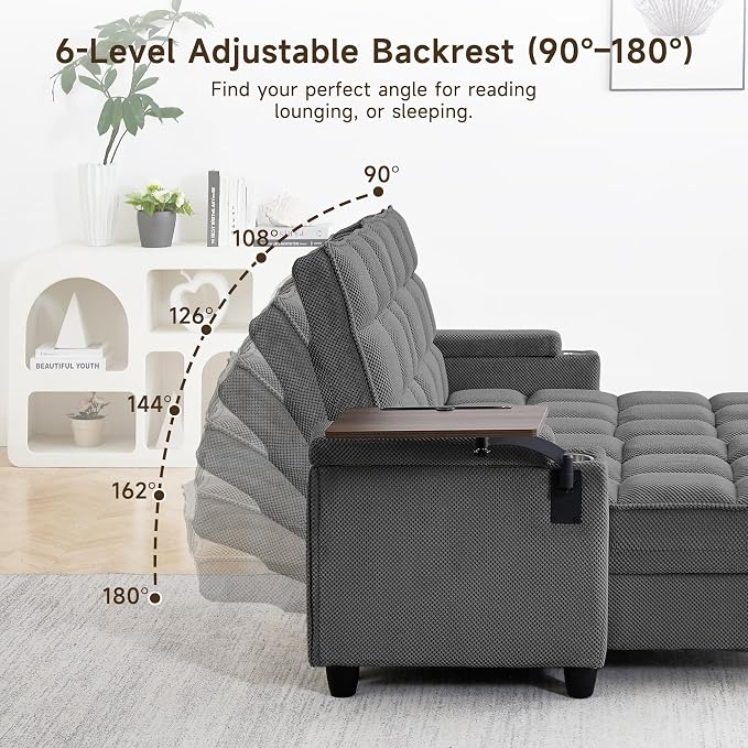 70.9" Chaise Lounge Chair Indoor, Oversized Boucle Upholstered Sofa Bed - Image 6