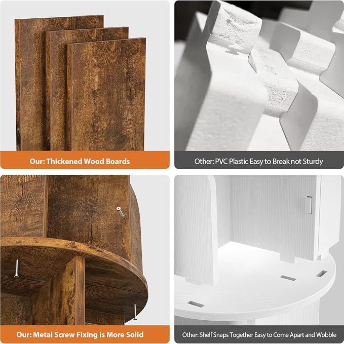 Aheaplus Rotating Bookshelf, Small Corner Bookshelf - Image 7