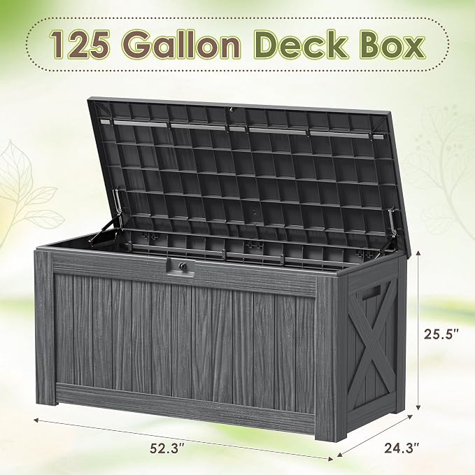 Devoko 125 Gallon Outdoor Storage Box, Waterproof Resin Deck Box - Image 7