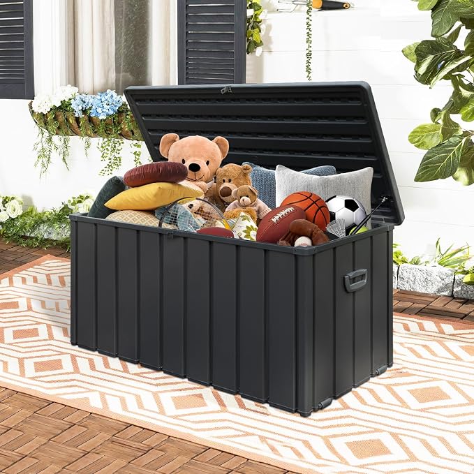 Domi 100 Gallon Deck Box, Metal Outdoor Storage Box - Image 4