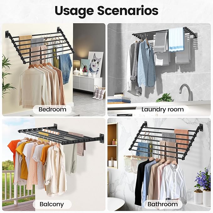 Wall Mounted Clothes Drying Rack 28 Inch – Foldable Laundry Drying Rack - Image 7