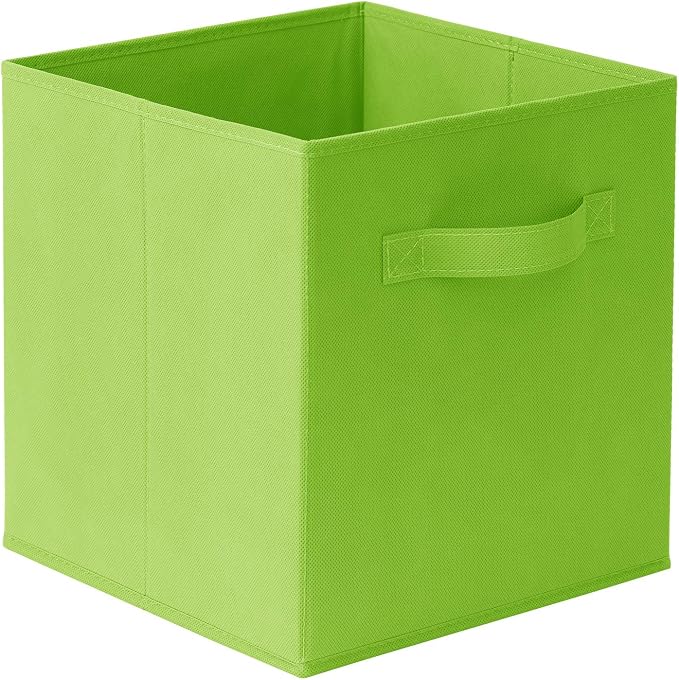 Casafield Set of 6 Collapsible Fabric Cube Storage Bins, Lime Green - Image 9