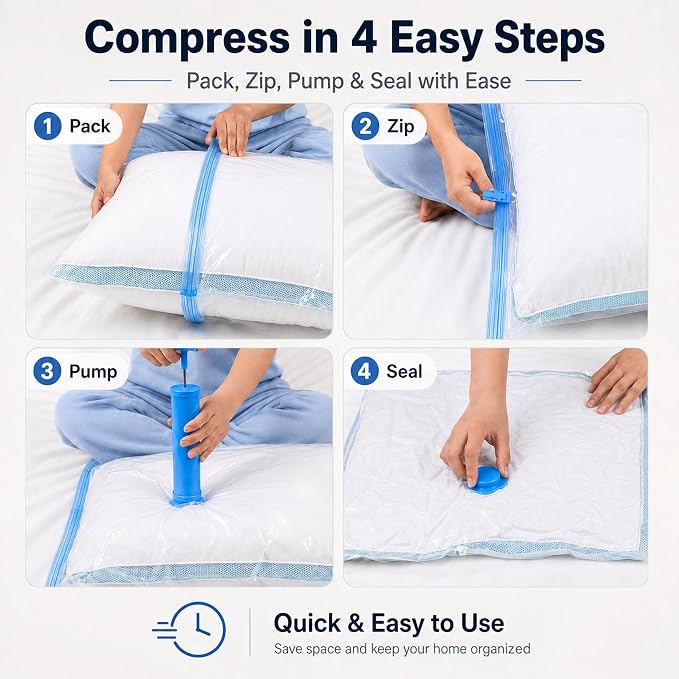 Jumbo Vacuum Storage Bags, 39 x 31 in, X-Large Space Saver Bags, 8 Pack - Image 8