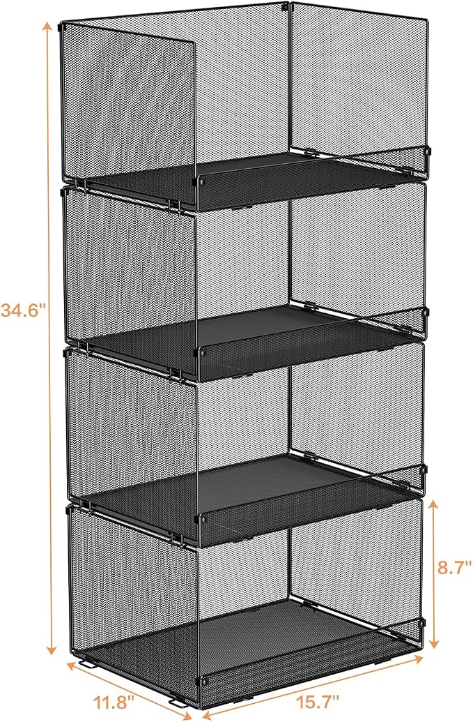 Tiaoheka 4-Tier Stackable Closet Organizers and Storage, Metal Wire Storage - Image 8