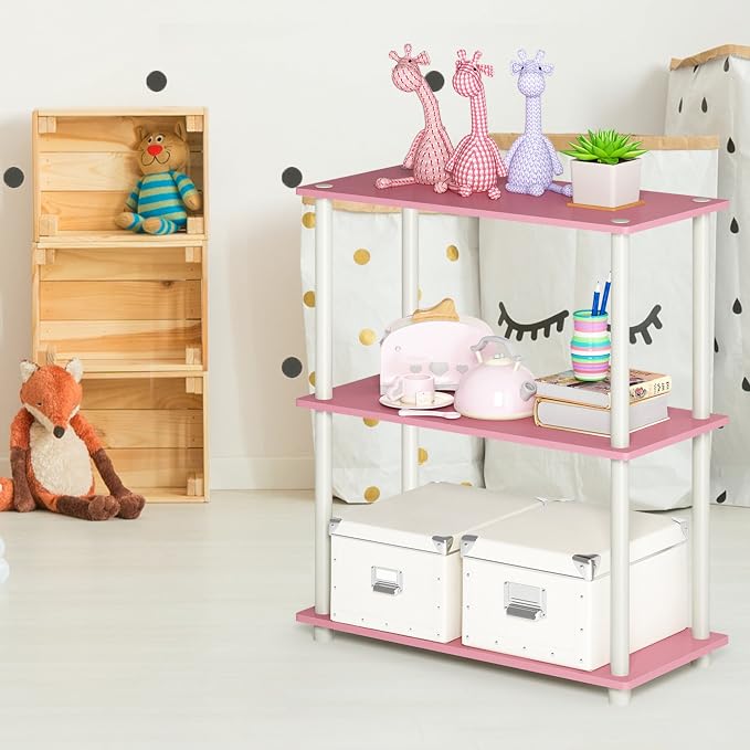 Furinno TURN-N-TUBE Storage Shelves, 3-Tier Book Shelf, Corner Shelf, Toolless - Image 7