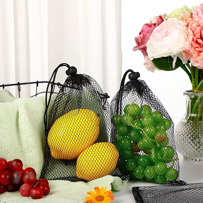 TecUnite 10 Pcs Mesh Bags Drawstring Laundry Bags Large Nylon Mesh Gift - Image 7