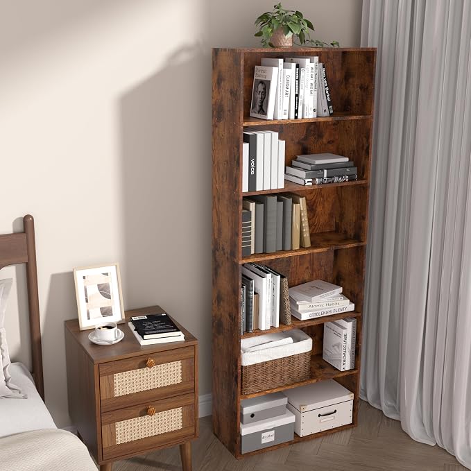 6 Tier Book Shelf,Wooden 6 Cube Storage Organizer, Low Bookcase Storage Display - Image 9
