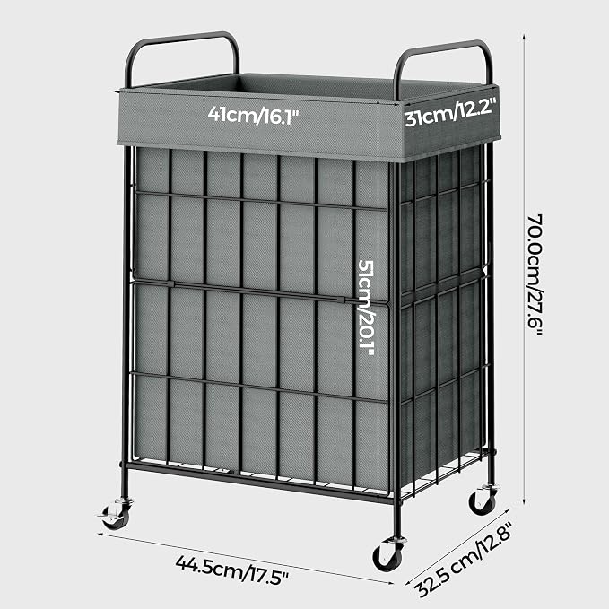Laundry Hamper with Wheels, 90L Laundry Basket with Handle, Laundry Sorter with - Image 7