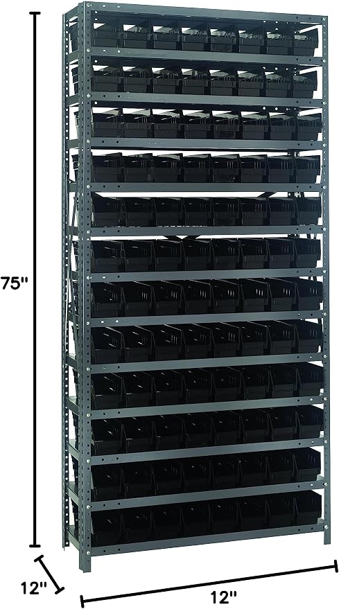 Quantum Storage Systems 1275-101BK Solid Heavy Duty 13 Shelves 96 Economy Black - Image 2