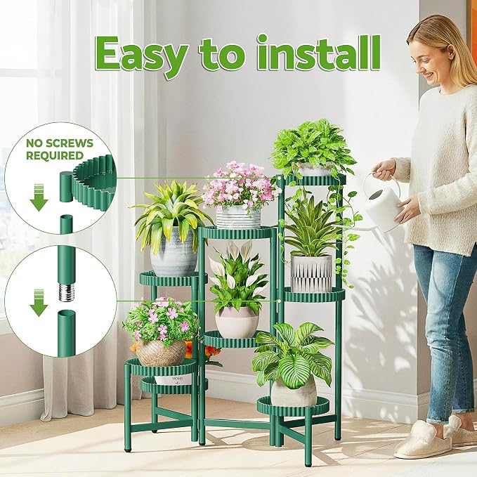 8 Tier Large Plant Stand Indoor, 7.9 Inch Wide Tall Corner Metal Plant Stands - Image 6