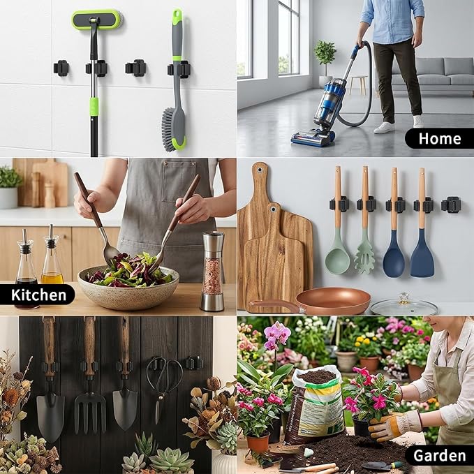 24 PCS Heavy Duty Broom Holder Wall Mount, Stainless Steel Broom Hanger Wall - Image 7