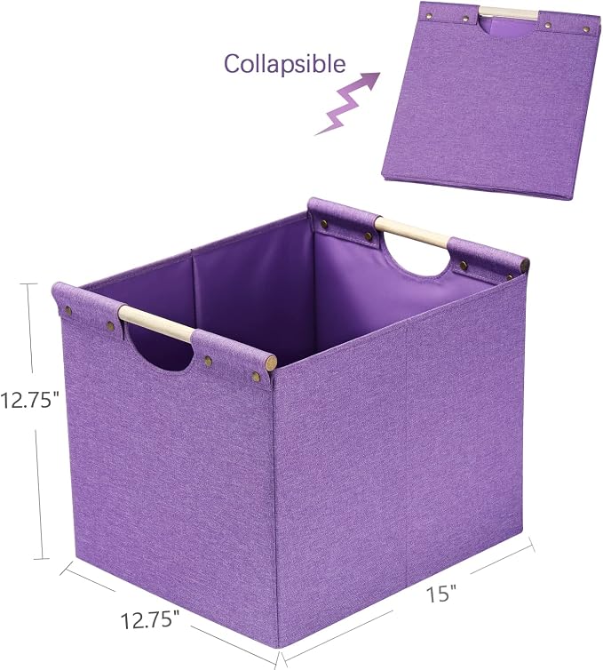 HOONEX Large Foldable Storage Bins, Linen Fabric, Storage Baskets - Image 6