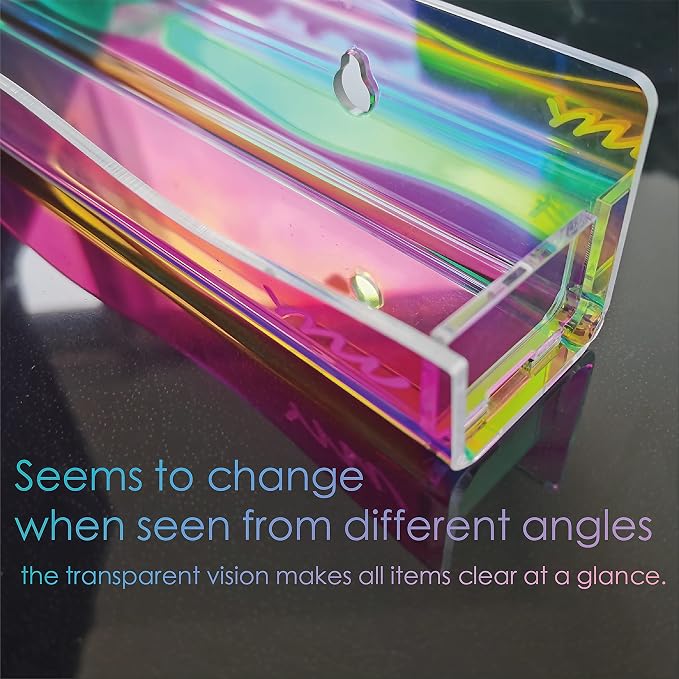 YMVV 15" Nail Polish Rack Wall Mounted Shelf, 6 Pack Clear Rainbow Iridescent - Image 9