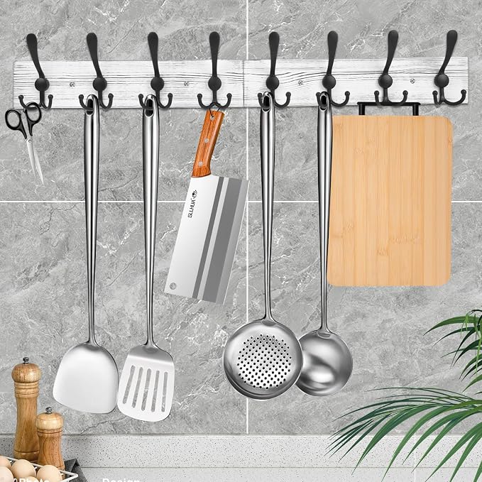 IBosins Wall Mounted Coat Rack, 31.4'' Long, Rustic Wood & Aluminum Coat Rack - Image 7