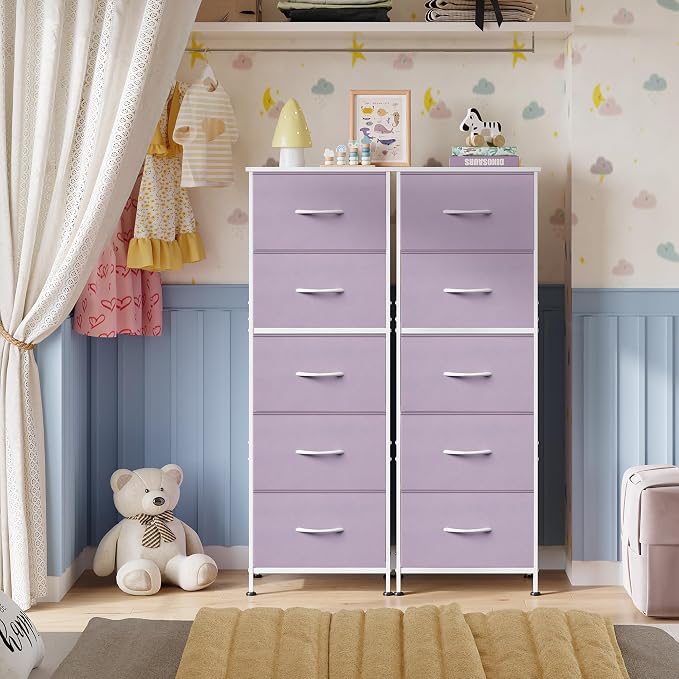 WLIVE Fabric Dresser, 5-Drawer Tall Dressers - Image 8