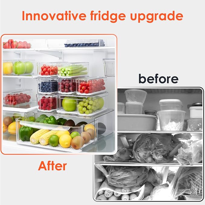 Fridge Organizers and Storage, 8 Pack Clear Freezer Organizer Bins - Image 6