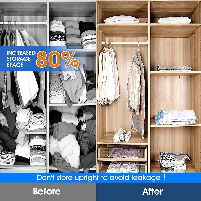AROIC 50 Pack Vacuum Storage Bags, 5 Sizes + 2 Roll-up Space Saver Vacuum - Image 8