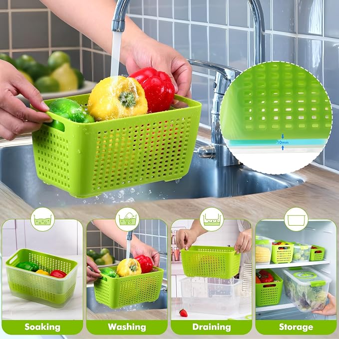 LUXEAR Produce containers for fridge, 3 Set Fruit Containers - Image 5