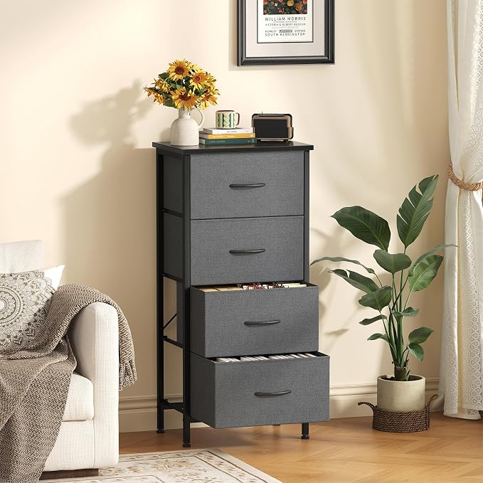 Sweetcrispy Dresser for Bedroom, 4 Drawer Storage Cabinet, Tall Nightstand | - Image 7