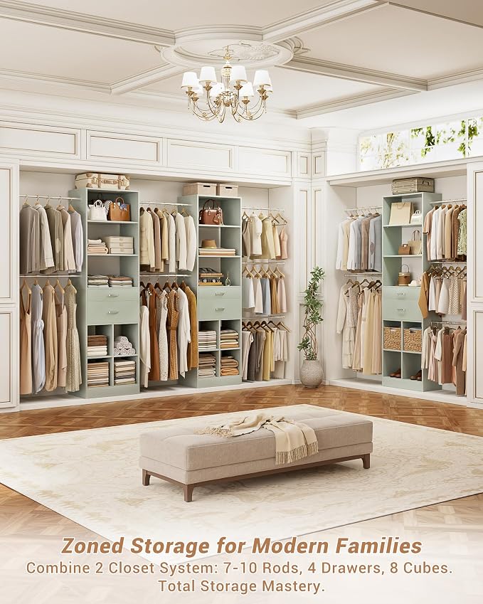 Besiost Small Closet System, 3.2-6.8FT Small Closet Organizer - Image 7