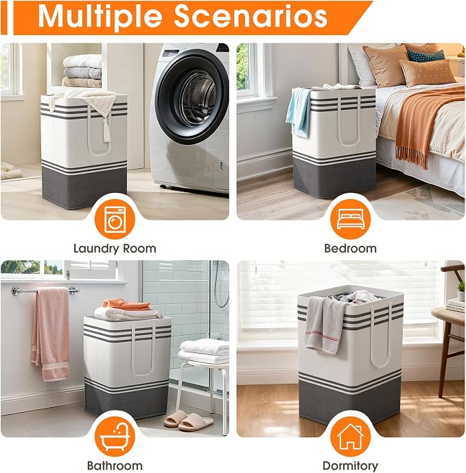 2 Pack Large Laundry Baskets, Laundry Hampers, Freestanding Waterproof - Image 7