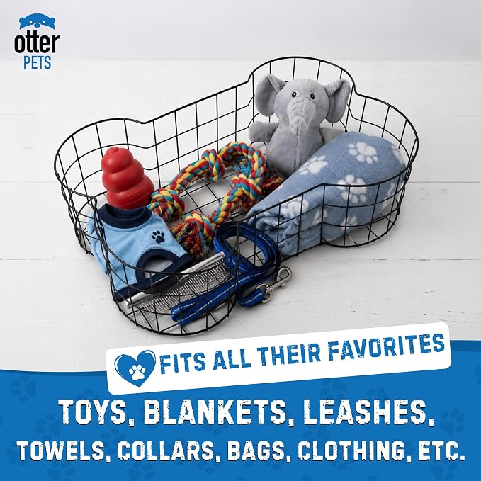 OtterPets Metal Dog Toy Basket, Bone Shaped Indestructible Dog Toy Bin - Image 6