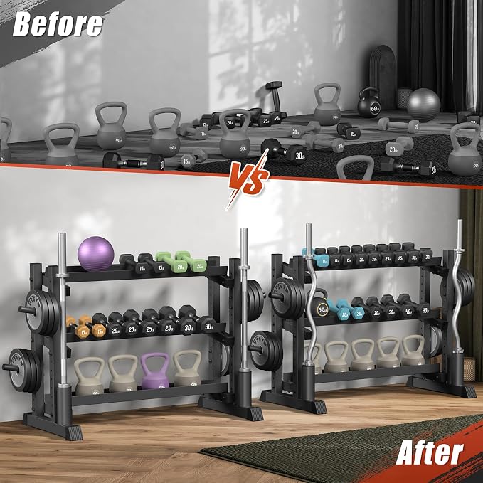 3-Tier Dumbbell Rack, 1200LB Capacity Adjustable Weight Rack - Image 7