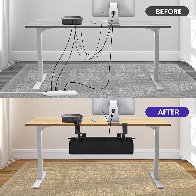 Under Desk Cable Management Tray, Clamp-On Cord Organizer,No Drilling Required - Image 7