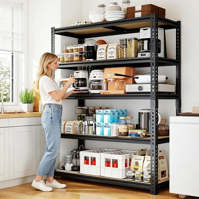 72" H Heavy Duty Garage Shelving, 2400LBS Capacity 5-Tier Storage Shelves - Image 9