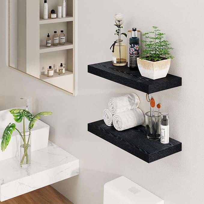 Fun Memories Rustic Black Floating Shelves 24 Inch Long, 8 Inch Deep Floating - Image 8