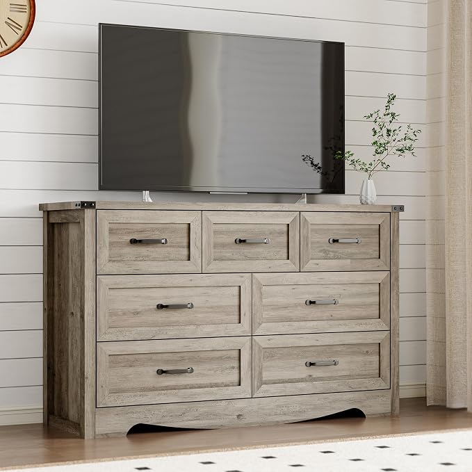 7-Drawer Dresser for Bedroom, Modern Wooden Chest of Drawers - Image 7