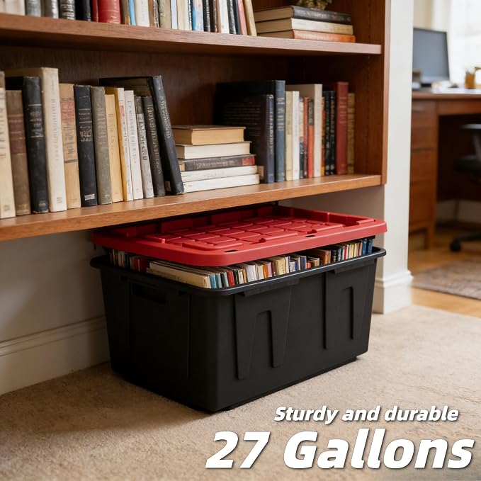 27 Gallon Storage Bins with Lids, Heavy-Duty Plastic Storage Totes with - Image 6