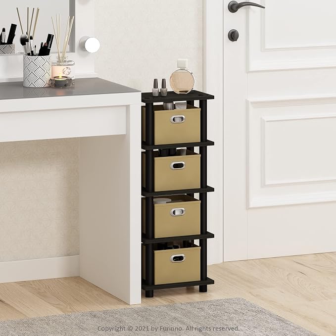 Furinno LACi 4-Bins System Rack, 11.3 x 28.8 Inch, Espresso/Black - Image 8