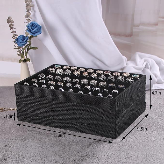 Julysky 4 Pcs/set Stackable Jewelry Organizer Trays - Image 7