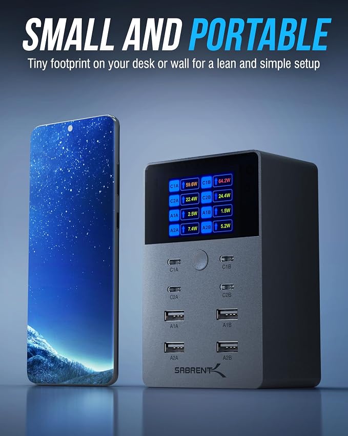 SABRENT VOLTIK Charging Station, 252W 8-Port USB C and USB A Desktop Charger - Image 9