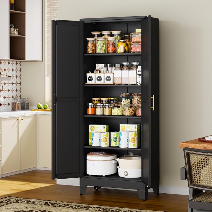71" Black Metal Storage Cabinet - Image 9