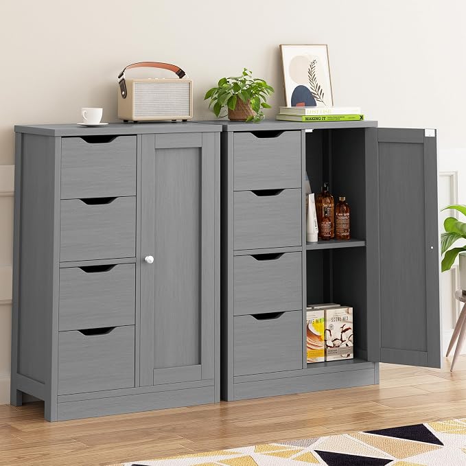 Walsunny Bathroom Floor Storage Cabinet, Wooden Storage Organizer - Image 6