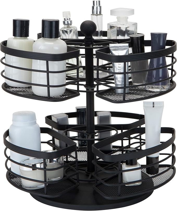 Bath Bliss 2 Tier Carousel Vanity Storage Organizer, Under Cabinet, Dresser Top - Image 4