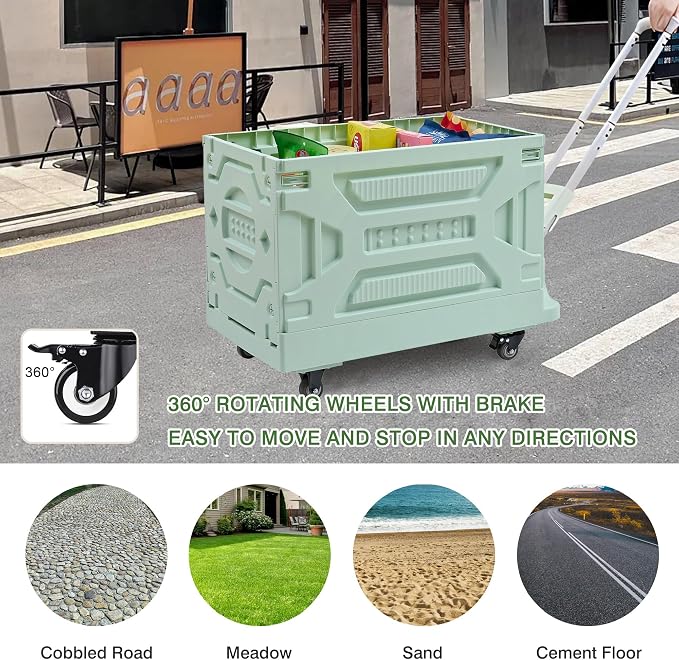VECELO 23 GAL 2-in-1 Foldable Shopping Cart, Collapsible Utility Cart - Image 9