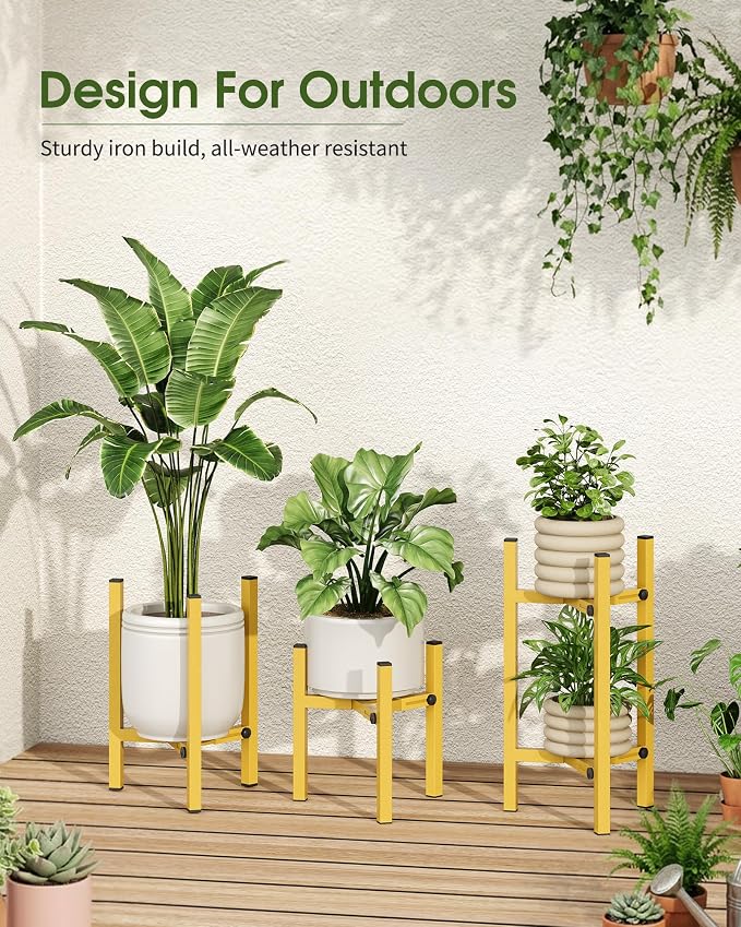 3 Pack Plant Stand Indoor Adjustable, Metal Modern Indoor Plant Stand, Heavy - Image 9
