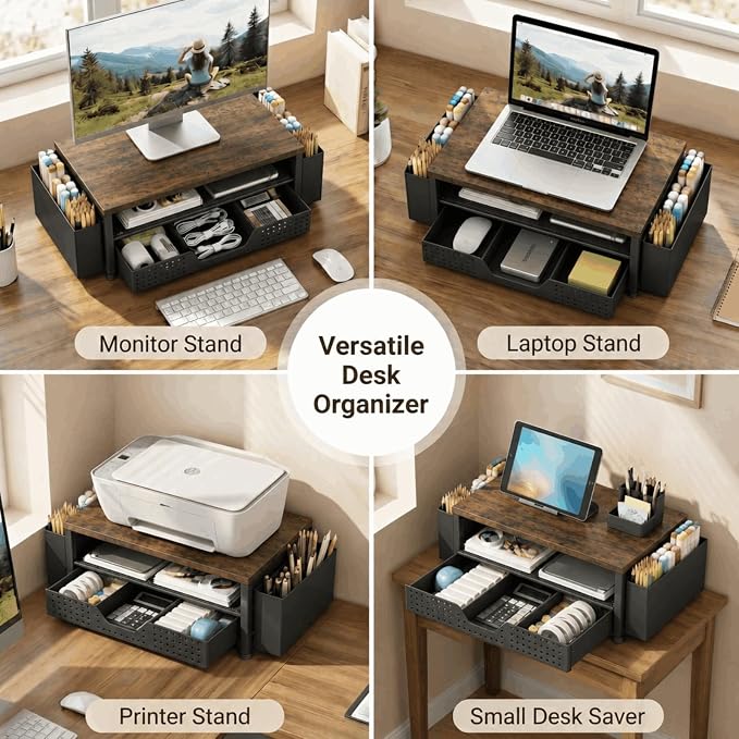 ECOLOVI Desk Organizer and Accessories, 2-Tier Computer Monitor Stand Rise - Image 9